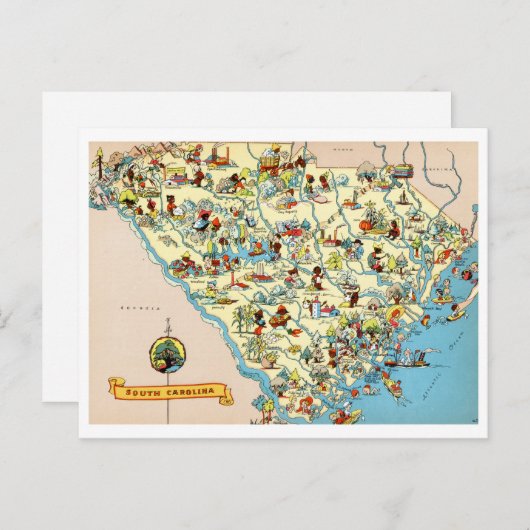  kaart Zuid-Carolina (Voorkant / Achterkant)