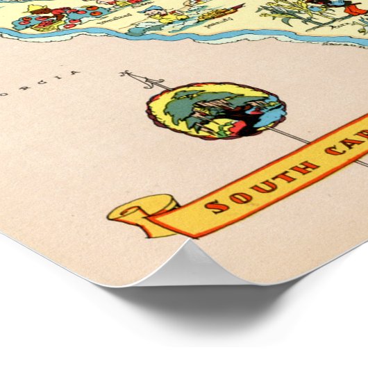  kaart Zuid-Carolina Poster (Hoek)