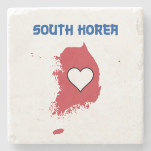 Kaart Zuid-Korea Stenen Onderzetter