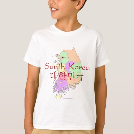 Kaart Zuid-Korea T-shirt (Voorkant)