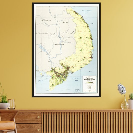 kaart Zuid-Vietnam september 1972 Canvas Afdruk (Insitu (Woonkamer))