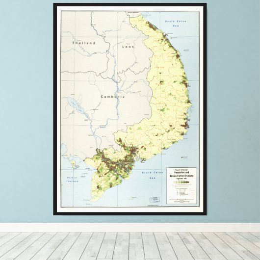 kaart Zuid-Vietnam september 1972 Canvas Afdruk (Insitu (Houten vloer))