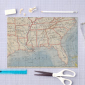 Kaart Zuidoost Verenigde Staten 1888 Tissuepapier (Craft)