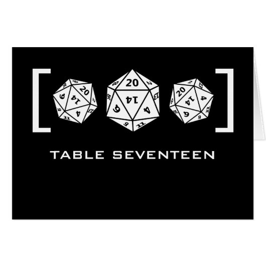 Kaart zwarte D20-desktop met gamertabel (Voorkant Horizontaal)