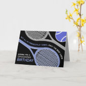 🎾 Kaart 🖤 zwarte en paarse Tennis Birthday (Gele Bloem)