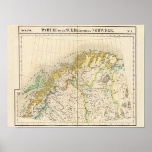 Kaart Zweden, Noorwegen Atlas Poster