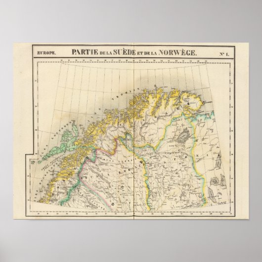 Kaart Zweden, Noorwegen Atlas Poster (Voorkant)