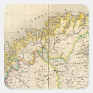 Kaart Zweden, Noorwegen Atlas Vierkante Sticker