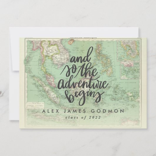 kaartavontuur begint uniek afstuderen aankondiging (Voorkant)