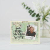  kaartavontuur begint uniek afstuderen uitnodiging briefkaart (Staand voorkant)