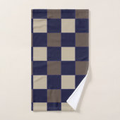 Kaartbordpatroon donkerblauwe, bruine cheques bad handdoek (Handdoek)