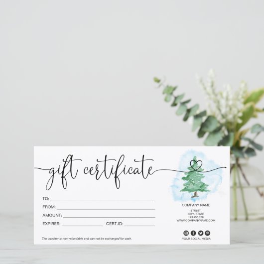 Kaartcertificaat kerstboomcadeaukaart toevoegen lo (Staand voorkant)