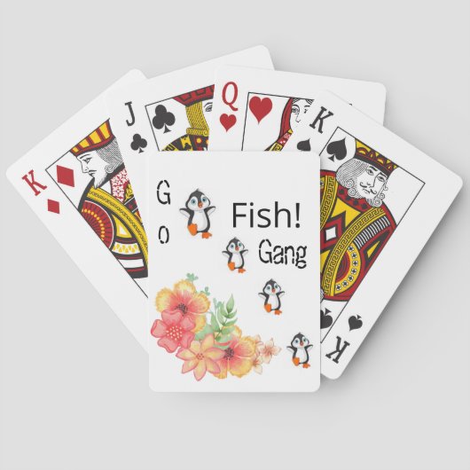 Kaartdeck Penguin Go Fish Floral Pokerkaarten (Achterkant)
