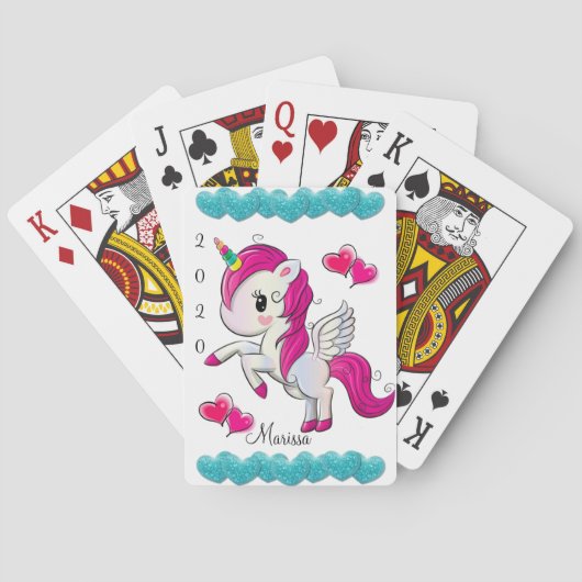 Kaartdecker Unicorn Blue Hearts afspelen Pokerkaarten (Achterkant)
