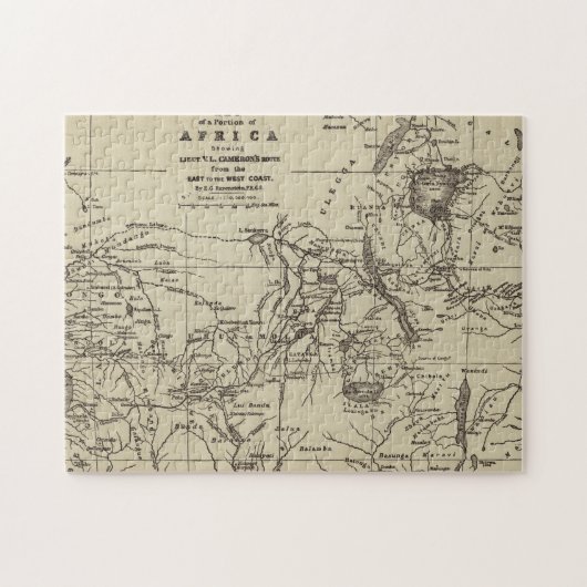Kaartdeel van Afrika | Route van Cameron Legpuzzel (Horizontaal)