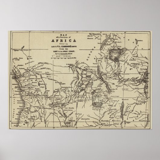 Kaartdeel van Afrika | Route van Cameron Poster (Voorkant)