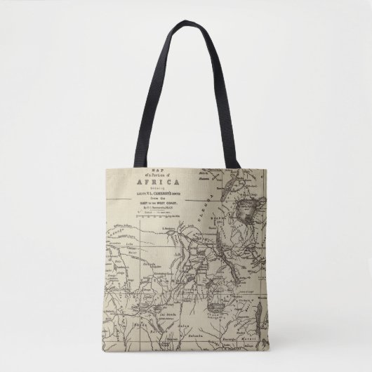 Kaartdeel van Afrika | Route van Cameron Tote Bag (Voorkant)