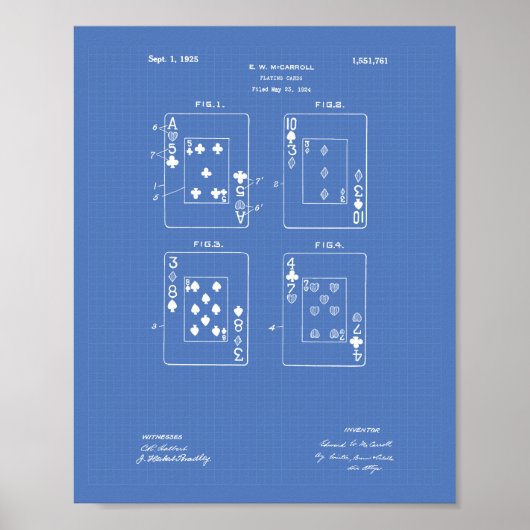 Kaarten 1925-patentkunstblauwdruk poster (Voorkant)