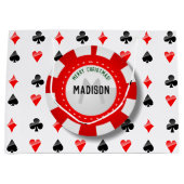 Kaarten afspelen met monogrammatisch pokerchip large cadeautasje (Voorkant)