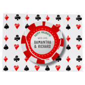 Kaarten afspelen met monogrammatisch pokerchip large cadeautasje (Achterkant)