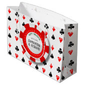 Kaarten afspelen met monogrammatisch pokerchip large cadeautasje (Achterkant Gekanteld)