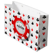 Kaarten afspelen met monogrammatisch pokerchip large cadeautasje (Voorkant Gekanteld)