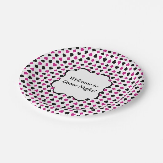 Kaarten afspelen Roze en Zwart Papieren Bordje (Gekanteld)