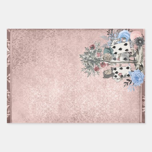 Kaarten afspelen van Alice in Wonderland Roze Craf Inpakpapier Vel (Voorkant 2)