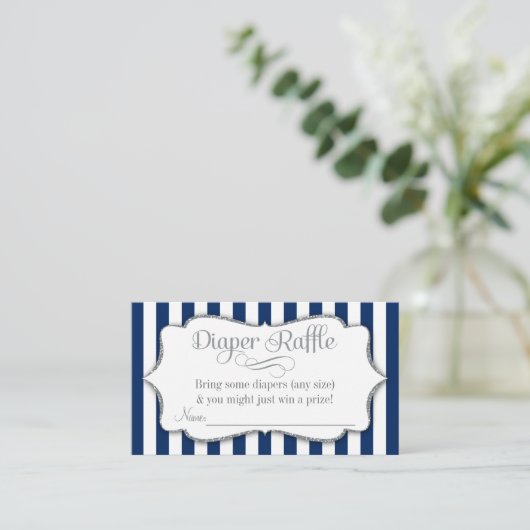 Kaarten Baby shower van Navy Silver Diaper Raffle (Staand voorkant)
