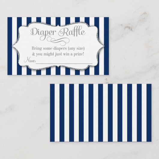 Kaarten Baby shower van Navy Silver Diaper Raffle (Voorkant / Achterkant)
