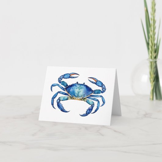 Kaarten Blank Binnen Blauwe Aquarel Krab Strand (Voorkant)