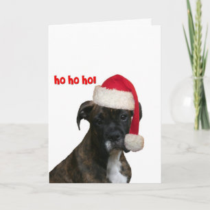 Kaarten: Boxer Pup Santa Feestdagen Kaart