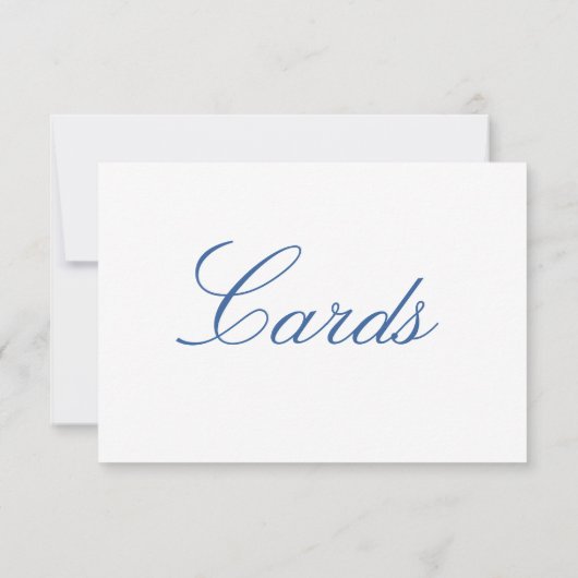 "Kaarten" bruiloft teken, blauw elegante kalligraf Bedankkaart (Achterkant)