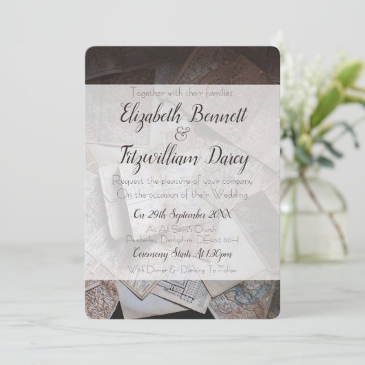 kaarten bruiloft uitnodiging (Staand voorkant)