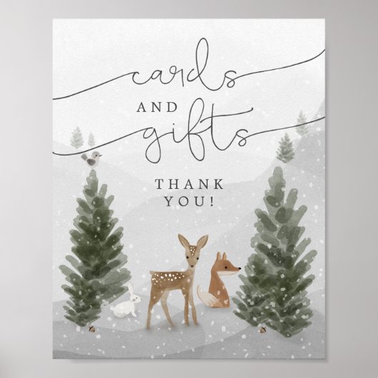 Kaarten & Cadeaubordje Winter Boho Woodland Shower Poster (Voorkant)