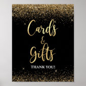 Kaarten & Cadeaubordje Zwart & Goud Glitter Confet Poster (Voorkant)