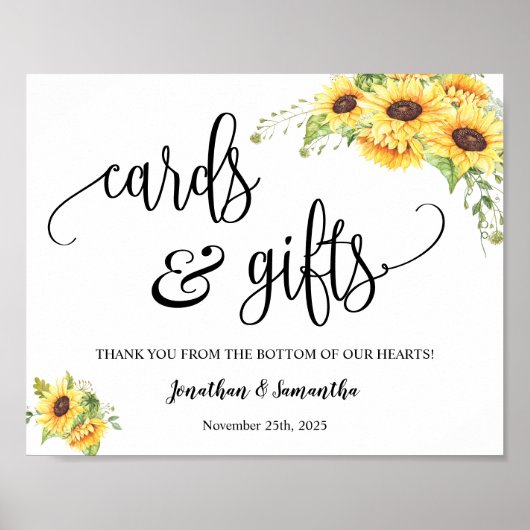 Kaarten & cadeaus bruiloft receptie zonnebloemen b poster (Voorkant)