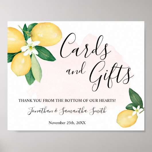 Kaarten & Cadeaus Bruiloft Shower Ontvangst Citroe Poster (Voorkant)