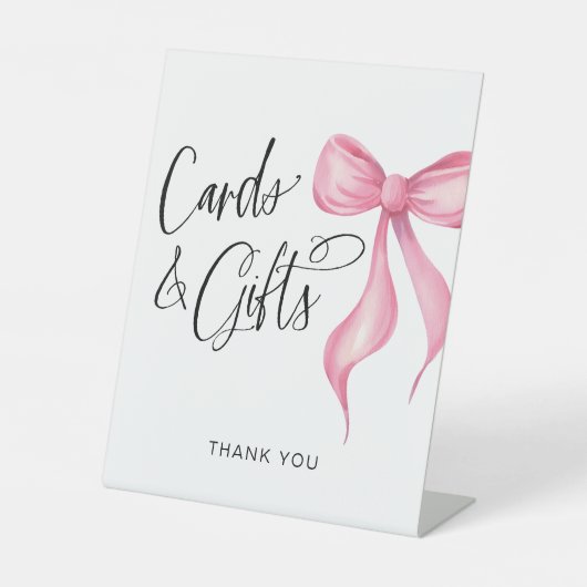 Kaarten & Cadeaus Coquette Roze Boog Reclamebord Met Voetstuk (Voorkant)