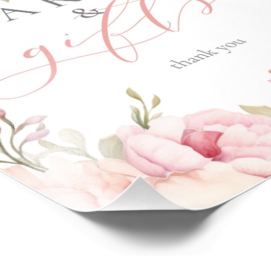 Kaarten Cadeaus Elegant Roze Bloemen Baby shower T Foto Afdruk (Hoek)