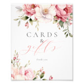 Kaarten Cadeaus Elegant Roze Bloemen Baby shower T Foto Afdruk (Voorkant)