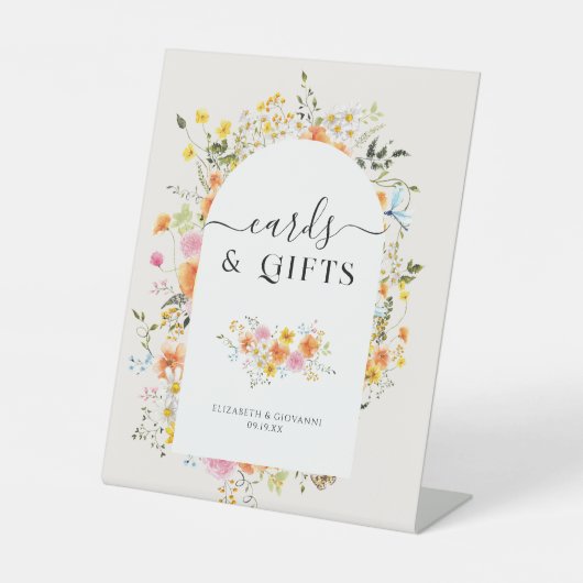 Kaarten & Cadeaus | Floral Boho Wedding Reclamebord Met Voetstuk (Voorkant)