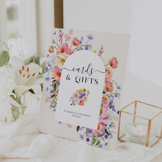 Kaarten & Cadeaus | Floral Boho Wedding Reclamebord Met Voetstuk