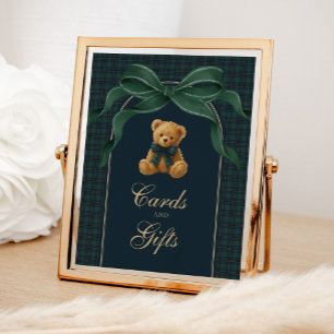 Kaarten & Cadeaus: Geruite Polo Teddybeer Baby Sho Poster