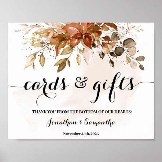 Kaarten & Cadeaus Herfst Bruiloft Borrel Bord Poster (Voorkant)