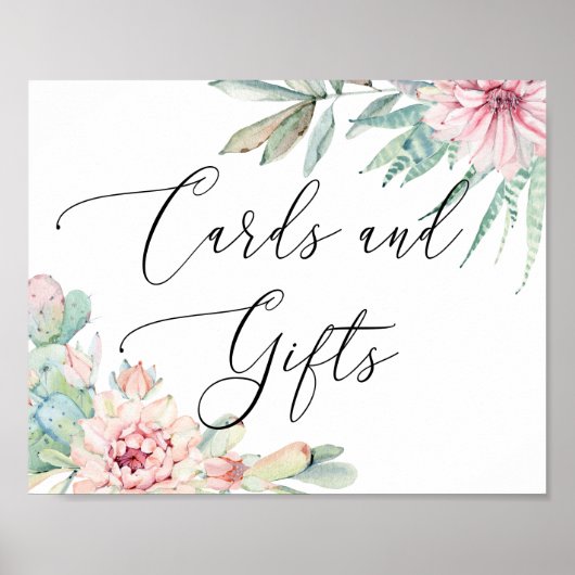 Kaarten & Cadeaus Huwelijk Script Bord | Bloemige Poster (Voorkant)