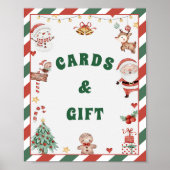 "Kaarten & Cadeaus" Kerstmis Tafelteken Poster (Voorkant)