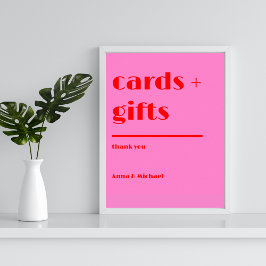 Kaarten Cadeaus Krachtige Typografie Roze Rood Huw Poster