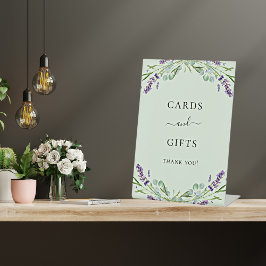 Kaarten Cadeaus Lavendel Violet Bloemen Eucalyptus Reclamebord Met Voetstuk