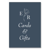 Kaarten & Cadeaus Leisteenblauwe Bloemige Monogram (Achterkant)